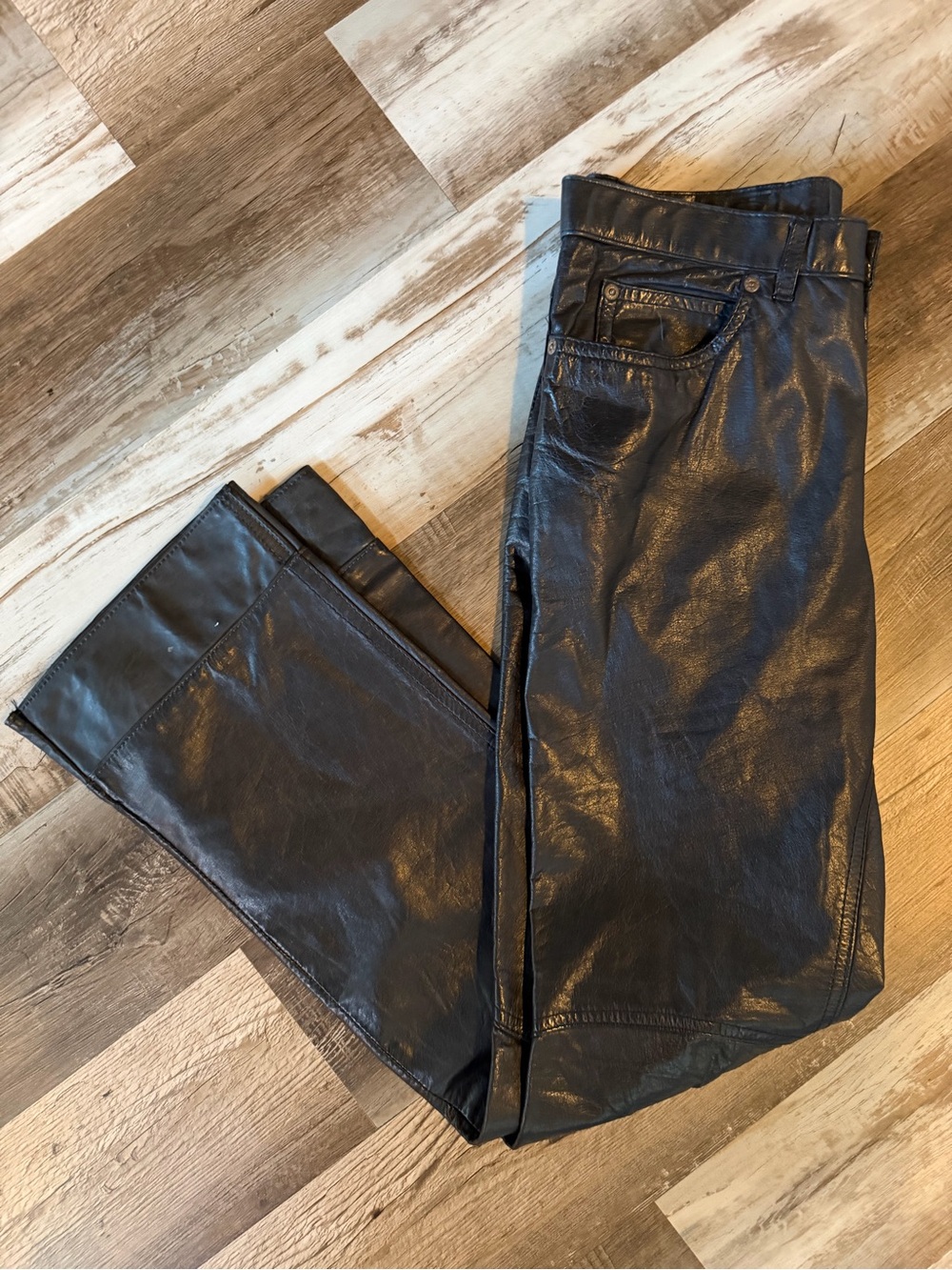 Women’s vintage Black Leather Pants, 80s 90s, Genuine Leather